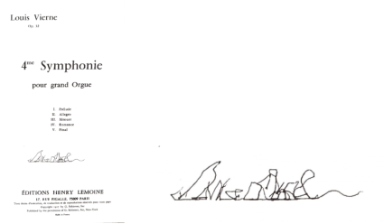 Title page of Philip Crozier’s score of the Fourth Symphony, signed by Marchal